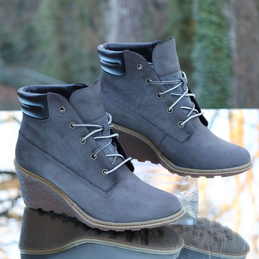 Timberland Amston Wedge 6 Inch Boots Grey - Picture 7 of 13
